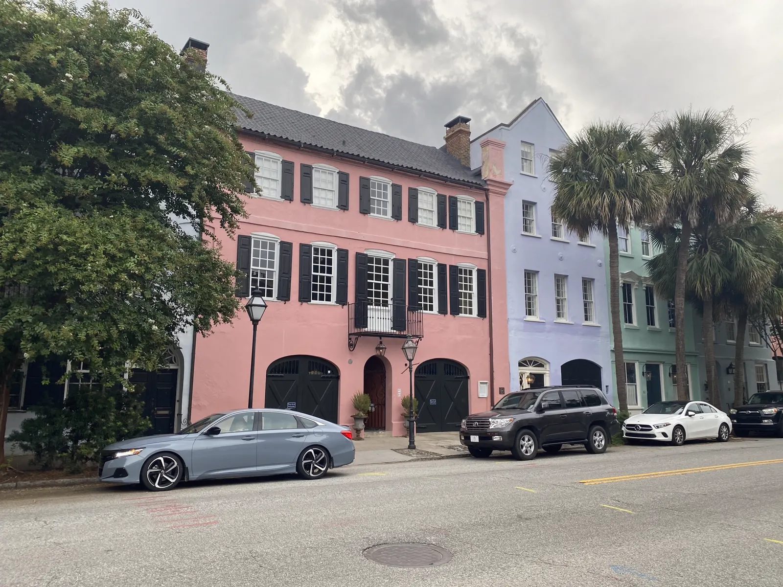 Rainbow Row, the row of pastel historic houses on East Bay Street in Charleston